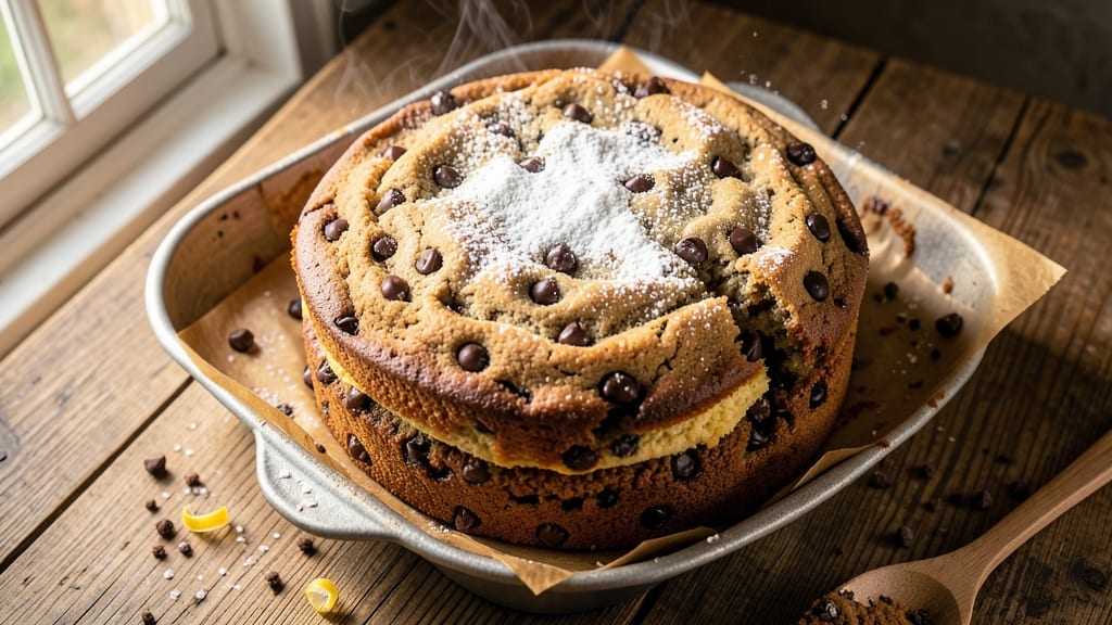 Chocolate Chip Cookie Cake Recipe From Scratch: Layered Cake Texture With Gooey Cookie Crumbles