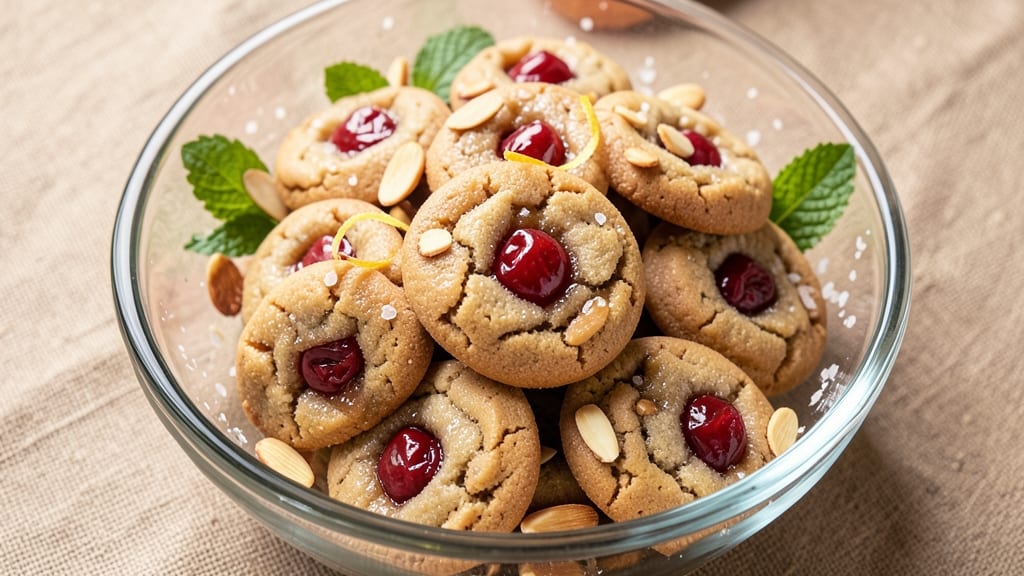 Cherry Nougat Cookie Recipe: Crunchy Toffee Bites With Caramelized Hearts