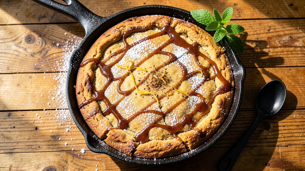 Cast Iron Skillet Cookie Cake Recipe: Crispy Edges and Warm Vanilla Swirls