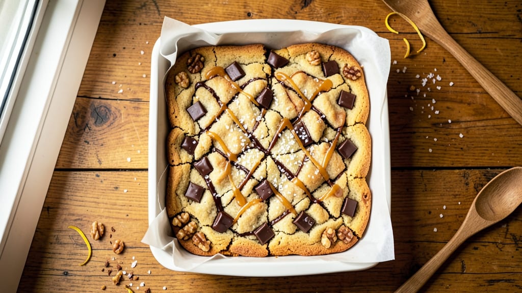 Candy Bar Cookie Bars Recipe: Crunchy Chocolate Shell With Gooey Caramel Rivers